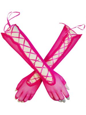 Pink fishnet handskar