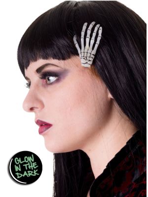 skelett hårklämma glow