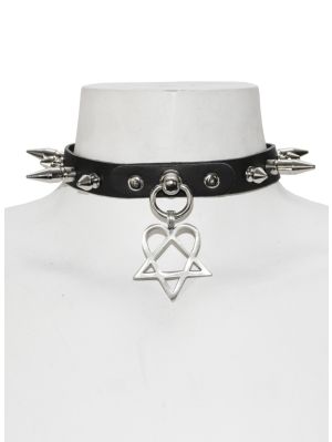 Heartagram spiknit choker
