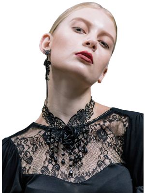 Svart ros spets choker