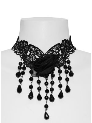 Svart ros spets choker