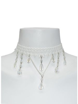 Vit spets choker tårdroppe