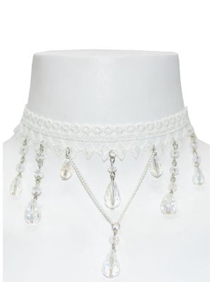 Vit spets choker tårdroppe