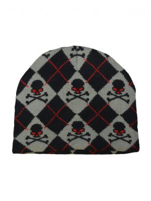 Retro rutig grå döskalle mössa