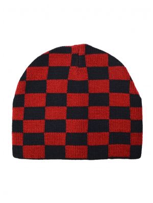 rutig svart / röd mössa