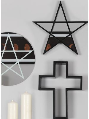 Svart pentagram spegelhylla