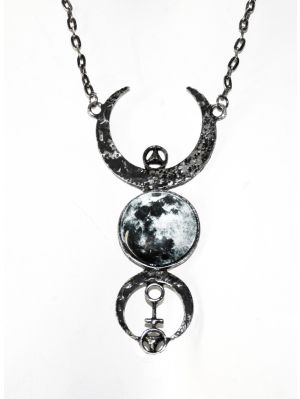 Silver full moon halsband