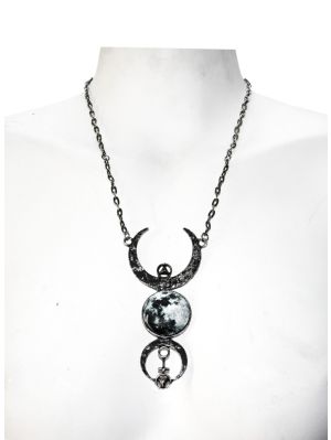 Silver full moon halsband