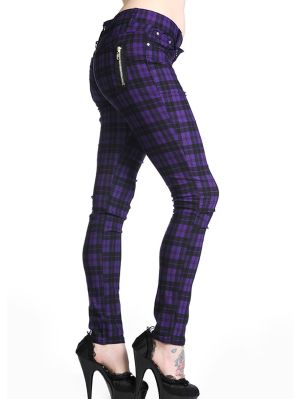 Tartan Zipper Byxor Lila
