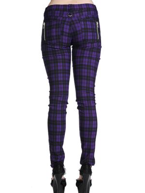 Tartan Zipper Byxor Lila