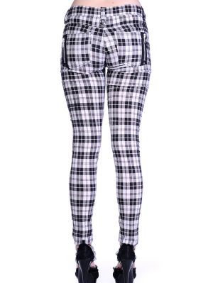 Tartan Zipper Byxor Vit